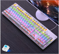 Clavier mécanique de jeu, style punk, touches rondes rétro, rétroéclairé, USB filaire, périphériques informatiques, disposition AZERTY, axe remplaçable