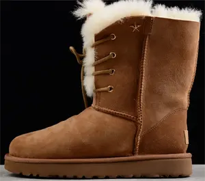 2023 vente en gros Designer célèbre marque chaud cheville fourrure laine dame luxe court hiver neige femmes chaussures bottes de créateur