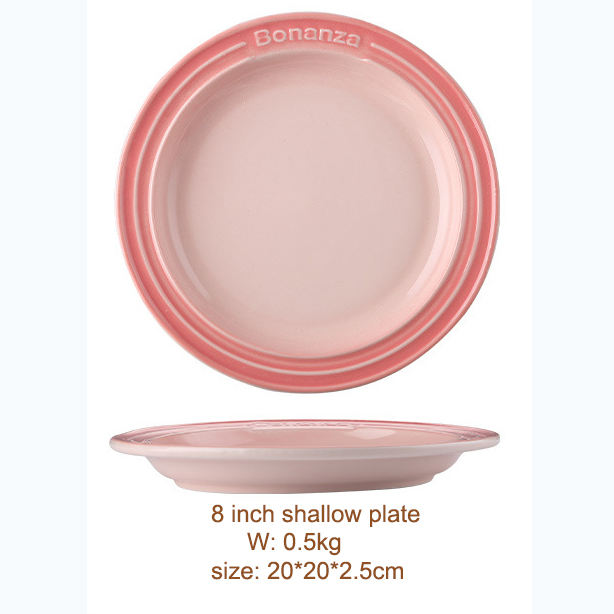 8 inch pink shallow plate