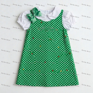 Abiti per Bambine all'Ingrosso, Vestito Smock a Quadri per Bambine, <span class=keywords><strong>Abito</strong></span> Principessa in Gingham Intrecciato con Monogramma per Bambine - Product Image 5