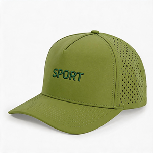 <b>Waterproof</b> Performance PVC Logo Snapback Hat 5-Panel Quick Dry Trucker <b>Cap</b> with Laser Cut Perforated Hole for Baseball & Camping - Product Image 2