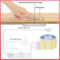 Kit d'éclairage de placard avec interrupteur tactile, comprenant interrupteur/bande lumineuse/contrôleur, interrupteur tactile à intensité variable DC24V, installation sans perçage