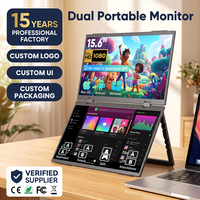LumiCreate Monitor Portabel Lipat Layar Ganda LCD 15.6 Inci 1080P IPS Ekstender Laptop Baru Tipe-C HDR Speaker Khusus Plug&Play