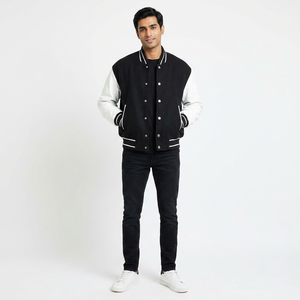Dernières tendances en matière de vestes varsity pour hommes, col montant en laine personnalisé, logo sur le devant, couleurs personnalisées - Product Image 1
