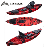 Lake River Bateau à rames simple en plastique pour 1 personne, kayak de pêche récréative moulé par Roto avec siège à pagaie et moteur