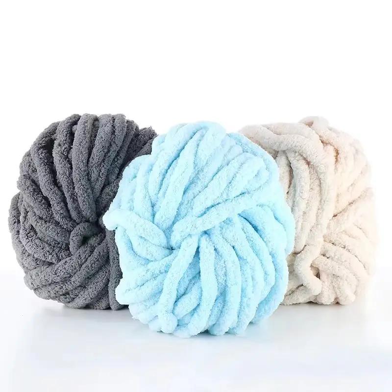 Hot Sale 100% Polyester Hand Knitting Chunky Yarn Chenille For Blanket