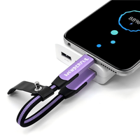 Kabel Pengisi Daya Multi 60W dengan Gantungan Kunci, Pengisian Cepat 6 in 1, Jaket Nilon OTG untuk iPhone untuk Galaxy, Kabel Adaptor Multi USB