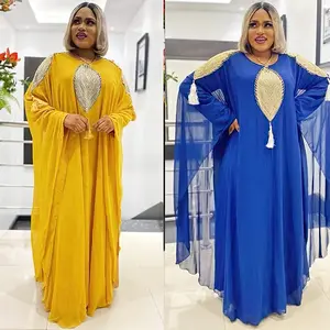 Dress sifon kustom warna polos, gaun Abaya Muslim Dress panjang untuk wanita Jakarta