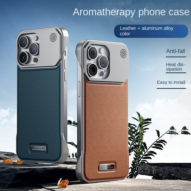 Luxury for iPhone 17 Pro Max Leather Aromatherapy Magnetic Phone Case Metallic Paint Borderless 15 Leather Pattern for Apple 16
