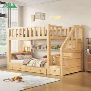 Muebles Modernos para Dormitorio Infantil Wayon, <span class=keywords><strong>Cama</strong></span> <span class=keywords><strong>Litera</strong></span> Doble con Escalera y Cajones de Almacenamiento - Product Image 1