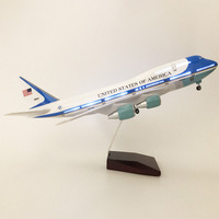 Modèle d'avion en résine Boeing B747 Air Force One à l'échelle 1/150, 47 cm, avec LED et trains d'atterrissage, objet de collection