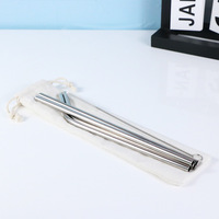 Ensemble de pailles réutilisables en acier inoxydable 8.5 304 "x 6mm avec pochette écologique