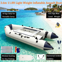 Bateau de sauvetage et d'assaut gonflable en PVC de 0,9 mm, soudé à chaud, 0,6 m (11,8 pi), capacité personnalisée, rameuse électrique stable