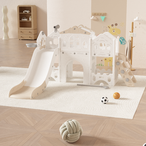 Ensemble de jeu d'intérieur 7-en-1 pour tout-petits avec toboggan, balançoire et maisonnette, avec panier de basket – Vente en gros directe usine pour la maison, la garderie et la <span class=keywords><strong>maternelle</strong></span> - Product Image 1