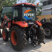 Tracteur agricole 4x4 de 75 CV de bonne qualité certifié CE/COC avec chargeur frontal, cabine climatisée, moteur et pompe
