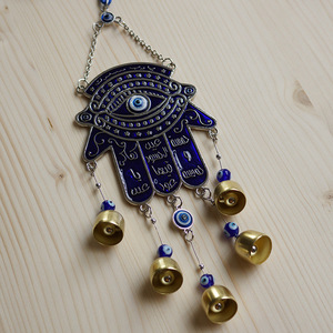 Ornement oeil bleu grec turc oeil <span class=keywords><strong>du</strong></span> <span class=keywords><strong>diable</strong></span> métal palmier carillon éolien pendentif décoration murale - Product Image 5