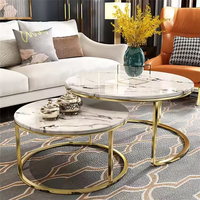 Ensemble de meubles de salon en gros, table basse moderne de luxe simple en marbre et métal