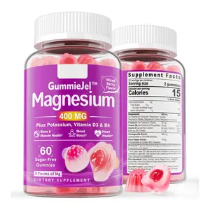 Sugar-Free Magnesium Filled Gummies 400mg 5 Highly-Absorbable Forms Supports Muscles Bones Mood & Energy