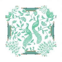 Tapis de Mahjong Chinoiserie Paon - Housse de Table Pliable, Portable, Moderne, Luxe, Antidérapante et Anti-bruit pour Mahjong Américain