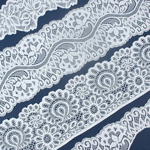 Accessoires en dentelle élastique brodée ajourée pour robe, lingerie, garniture en dentelle de maille blanche personnalisable - Product Image 3