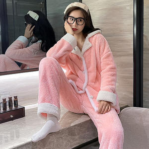 Set di pigiami in <span class=keywords><strong>pile</strong></span> <span class=keywords><strong>con</strong></span> bottone rosa per <span class=keywords><strong>donna</strong></span> a maniche lunghe in <span class=keywords><strong>pile</strong></span> di corallo e <span class=keywords><strong>pigiama</strong></span> da <span class=keywords><strong>donna</strong></span> in <span class=keywords><strong>pile</strong></span> di spessore invernale - Product Image 4