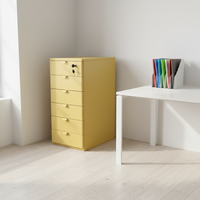 Armoire de rangement verticale commerciale à 6 tiroirs verrouillables - Commode en acier jaune moderne pour la maison, le bureau et l'école
