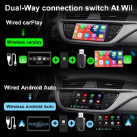 Adaptador Inalámbrico CarPlay y Android Auto, Plug and Play, Sin Retraso, USB Tipo A y C con Puerto de Carga, Mini 2 en 1, Ajuste Universal