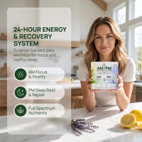 Système de Compléments Santé Marque Blanche AM/PM : 60 Comprimés AM pour l'Énergie & 60 Comprimés PM Sans Mélatonine pour un Sommeil Réparateur