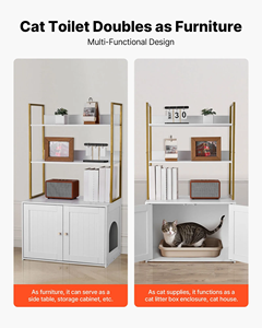 Meuble pour litière <span class=keywords><strong>de</strong></span> chat, armoire dissimulée pour litière avec <span class=keywords><strong>toilette</strong></span> pour chat en métal imperméable, pour le salon - Product Image 6