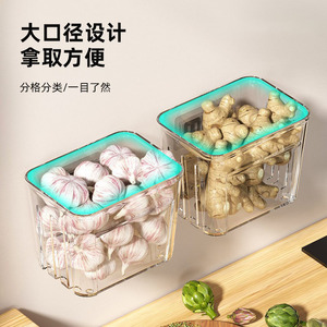 Wall Mounted <b>Storage</b> Basket Rectangle Punch Free Food <b>Container</b> <b>For</b> <b>Kitchen</b> Garlic Ginger Scallion <b>Storage</b> Rack - Product Image 2