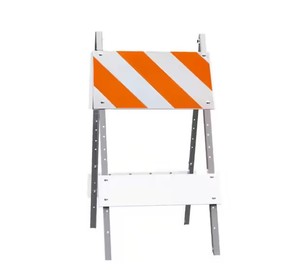 Barrière pliante en acier entièrement assemblée et prête à l'emploi avec panneaux réfléchissants orange et blanc haute intensité - Product Image 2