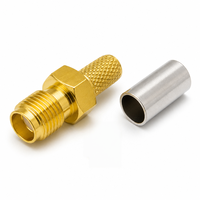 Vente directe d'usine, connecteur à sertir SMA femelle plaqué or pour câble RG58 RG142 RG223 LMR200 LMR195 RG400