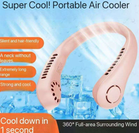 Mini ventilateur de cou portable, ventilateur de refroidissement pour usage extérieur, pliable, sans pales, à porter