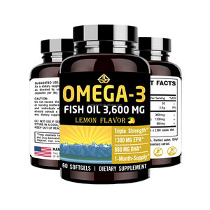 Aceite de Pescado Natural de Aguas Profundas OEM, Rico en Omega-3, EPH y DHA, para la Salud Cerebral y Cardiovascular, Cápsulas de Gel Suave con Sabor a Limón para Adultos - Product Image 1