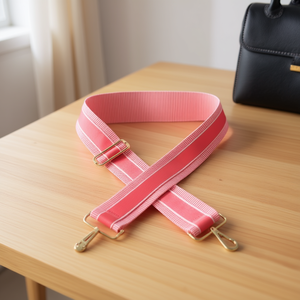 Sangle en toile de 5 cm, couleur unie rouge rose, pour sac - Product Image 2