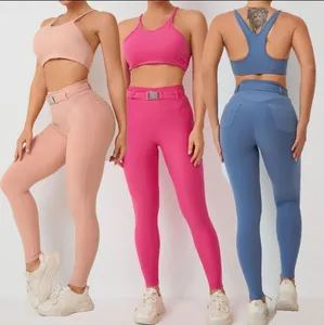 Fabricants de vêtements de sport Logo personnalisé 2 pièces Ensembles de yoga pour femmes Vêtements de fitness pour femmes Ensembles de fitness de gymnastique