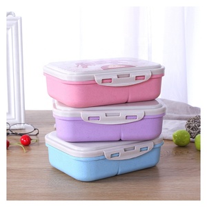 Best selling wheat straw lunch box Fresh box with compartment Wheat straw food container kid Bento Lunch Box