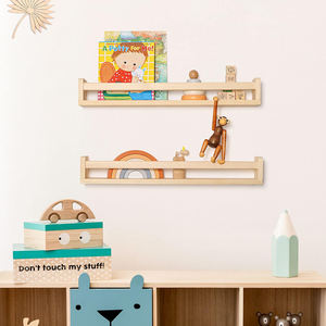 2er-Set Massivholz-Wandregal, Schwebendes Bücherregal für Kinderzimmer, Zur Aufbewahrung von Büchern, Spielzeug und Dekorationsartikeln - Product Image 3