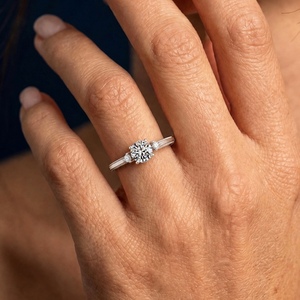 Dylam <b>Dainty</b> Trendy Design Women Fine Top Jewelry 925 Silver Solitaire D VVS1 Moissanite Stone Promise Engagement <b>Rings</b> - Product Image 3