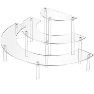Présentoir Personnalisé en Acrylique sur 3 Niveaux, Ensemble <span class=keywords><strong>de</strong></span> Présentation Transparent pour <span class=keywords><strong>Table</strong></span> à Desserts, Support à Cupcakes en Acrylique en Demi-Lune pour Collections - Product Image 1