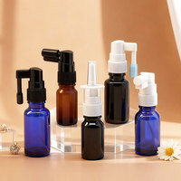 Vente en gros de flacons pulvérisateurs en verre ambré bleu transparent de 5 ml à 100 ml pour huile essentielle, parfum, usage médical nasal et oral avec brume fine