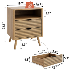 Modern Durable Vietnam OEM Manufactured Wood Nightstand with 2 <b>Drawers</b> for Bedroom and Living Room Furniture BEDSIDE TAB MD03 - Product Image 4