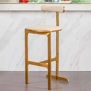 SPARKLE-Silla alta de lujo con patas de acero inoxidable y respaldo de cuero sintético para el hogar, la cocina, el hotel y la sala de estar - Product Image 2