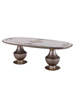 Ovaler Französischer Luxus-Marmor-Esstisch-Set Multifunktionales Modernes Design Massivholzbeine Kristall-Dekor Esszimmermöbel