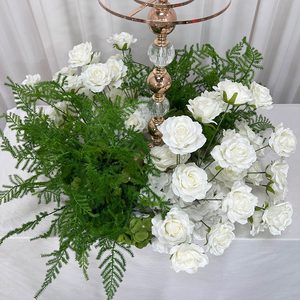 ซุ้มดอกไม้ประดิษฐ์กุหลาบและดอกโบตั๋นสีขาวหรูหราจากผ้าไหม สำหรับตกแต่งโต๊ะกลางงานแต่งงานและฉากหลัง - Product Image 3