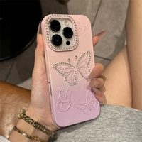 Étui de luxe dégradé couleur papillon pour iPhone 18 Pro Max, coque souple en TPU avec strass pour iPhone 17 16 13 11 12 14 15 Pro Max