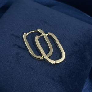 Tianyu Gems Brass <b>Gold</b> <b>Plated</b> Classic Vintage Minimalist Style Rectangular Shape <b>Hoop</b> <b>Earrings</b> for Women - Product Image 1