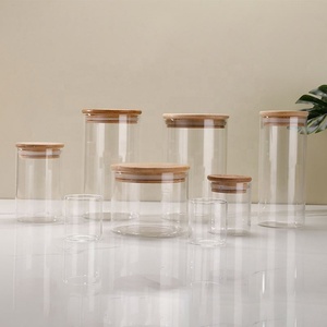 Wholesale <b>clear</b> 11oz Wide Mouth sealed Glass Jar Food Storage <b>Container</b> With Bamboo Lid - Product Image 4