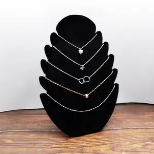 Blues OEM wholesale hot selling L shape pendant display high quality flame shape black gray velvet necklace hanger display