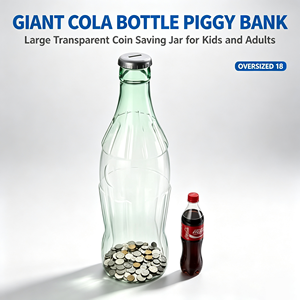 <span class=keywords><strong>Hucha</strong></span> <span class=keywords><strong>Gigante</strong></span> de Plástico con Forma de Botella de Refresco, Tarro Transparente para Ahorrar Monedas, Caja Decorativa para Guardar Dinero, Regalo para Niños - Product Image 1